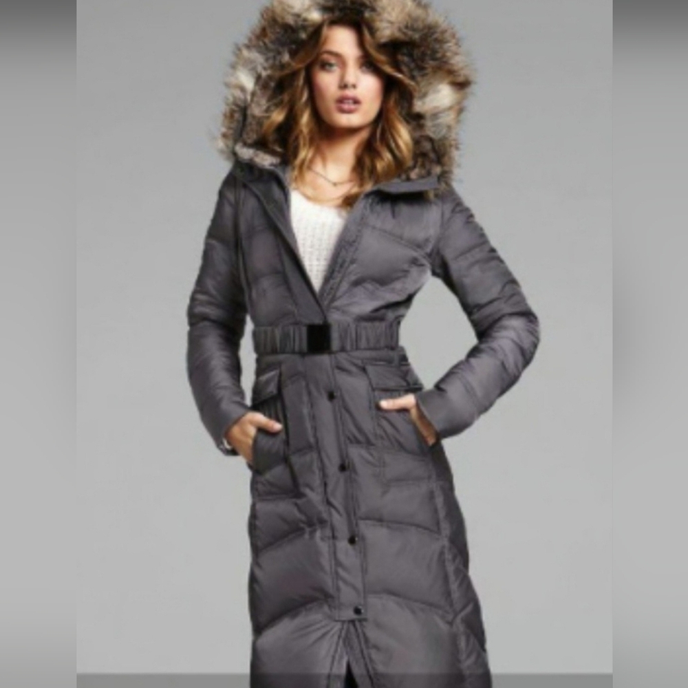 Victoria's Secret Long Hooded Down Puffer Coat Size Medium Moda International M